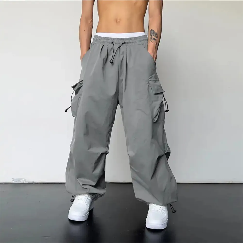 Herrenhose Männer Streetwear Vintage Y2k Hip Hop Wide Bein Jogger Baggy Casual Jogginghose Klassische Übergroße Fracht Fallschirm_voghion.com