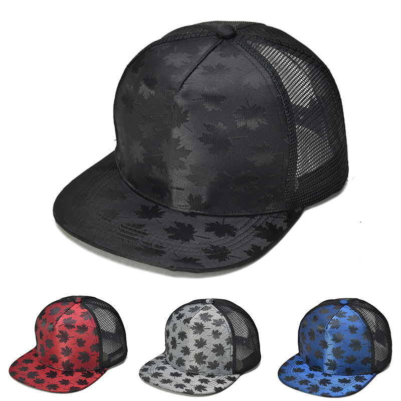 Outdoor mountaineering men's trendy maple leaf printed baseball hat, casual shading and sun protection net hat_voghion.com