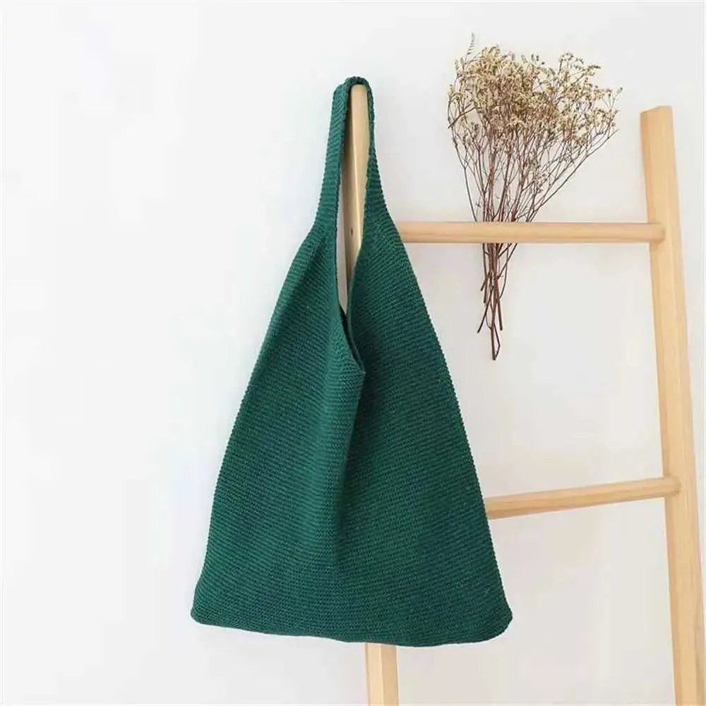 Women Large Capacity Hollow Woven Shoulder Bags Knitting Solid Color Handbags het Hobo Bag Female Shopping sC241104_voghion.com