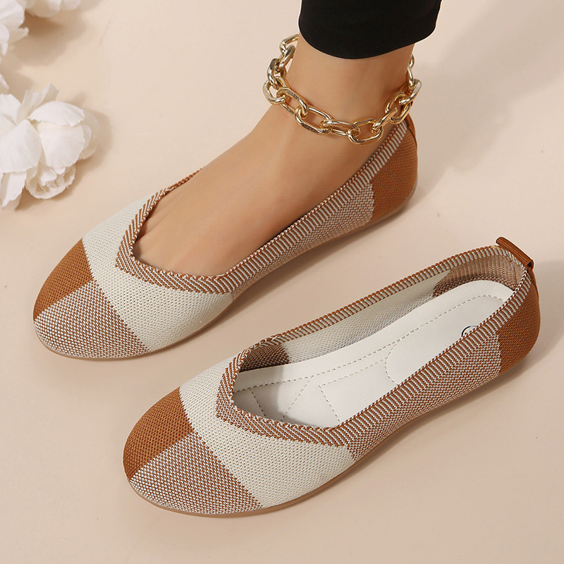 Women's matching color light mouth round head lazy loafers_voghion.com