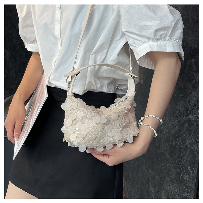 Modische kleine quadratische Tasche Damen im neuen ausländischen Stil 2024 mit Pailletten, Knödeltasche, vielseitige_voghion.com