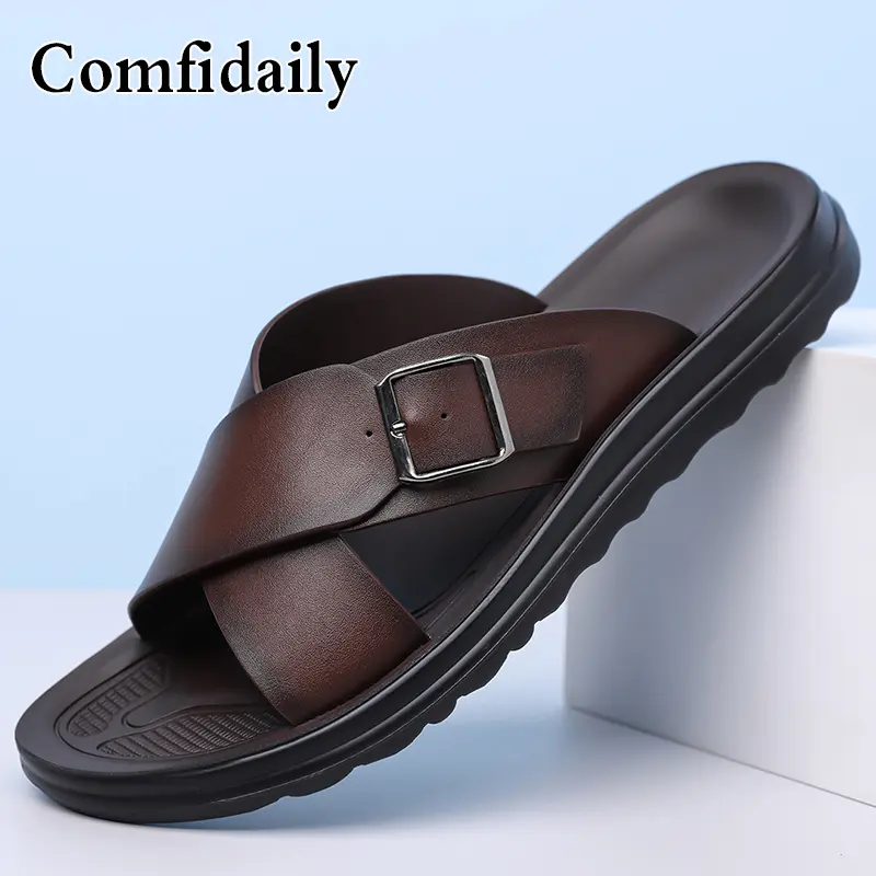 Leren heren slippers voor strand en casual gebruik_voghion.com