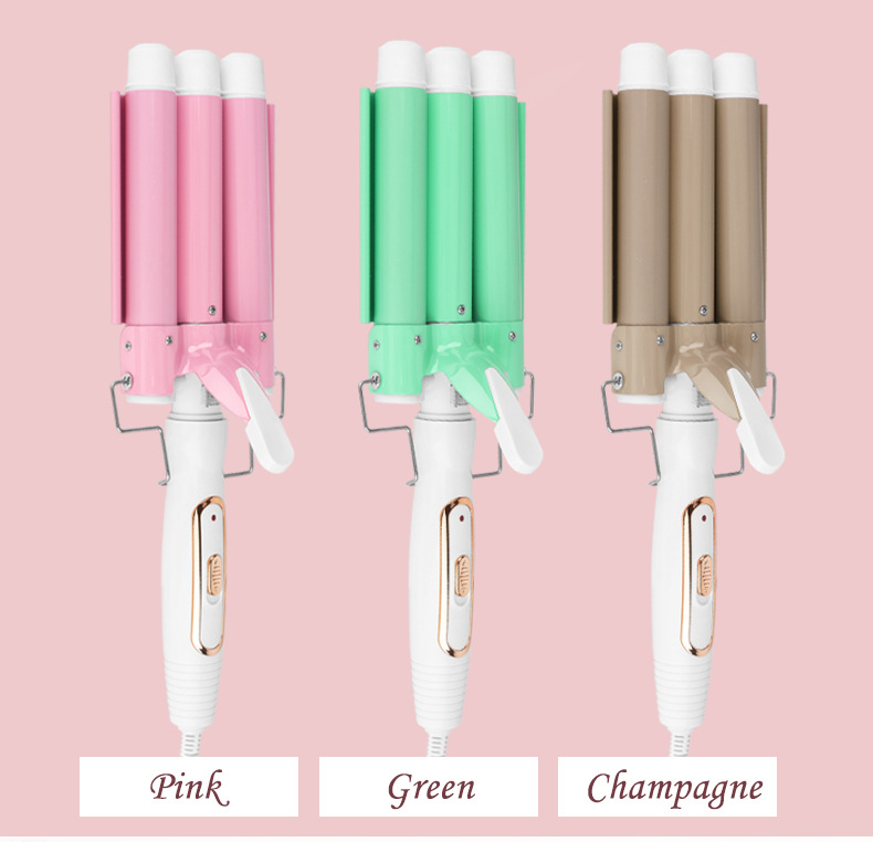 three-in-one curling stick home lazy big wave instant noodle head three-tube egg roll curling iron_voghion.com