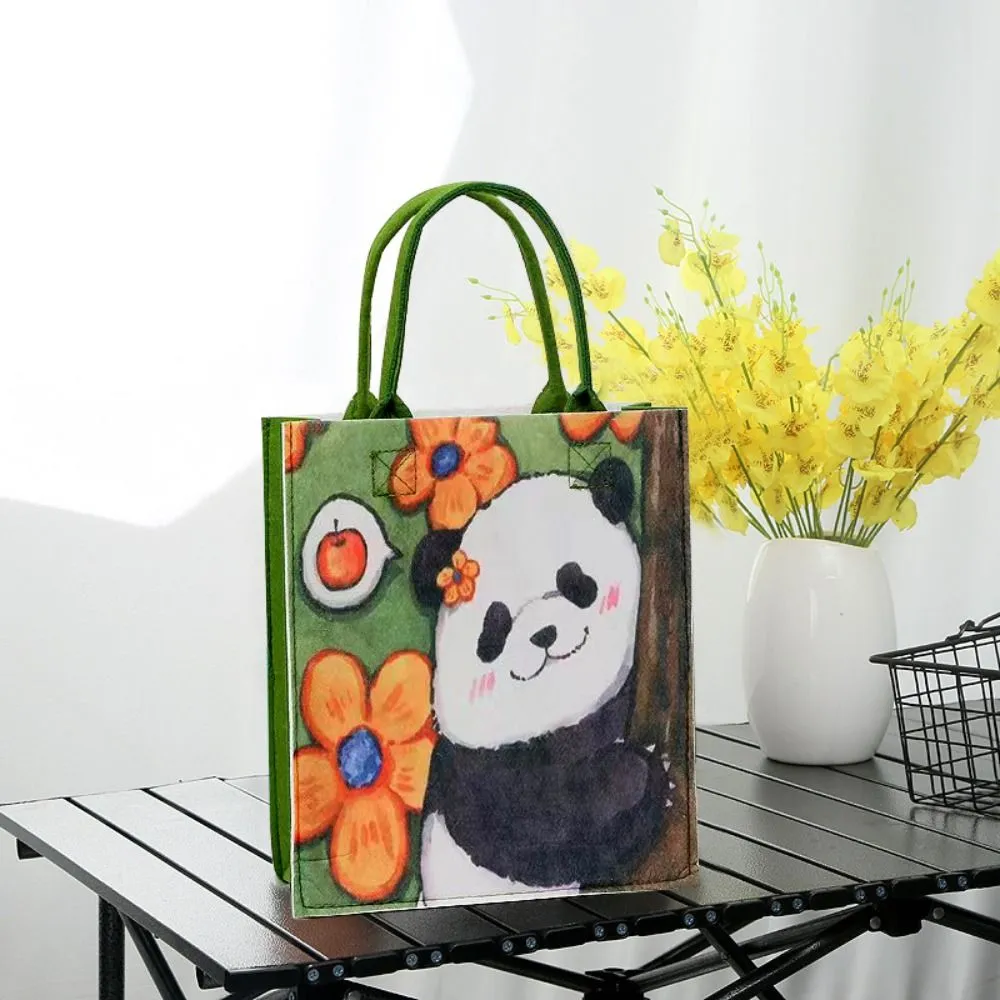 Borsa a tracolla in feltro spessa, da donna, multicolore, portatile, con stampa alla moda, a forma di panda, per gli spostamenti quotidiani_voghion.com