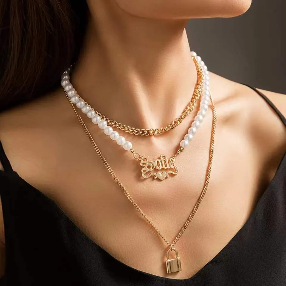 Chaînes 2022 Femmes à la mode Chaîne multicouche Port quotidien Perle de haute qualité Échantillon gratuit Bijoux_voghion.com