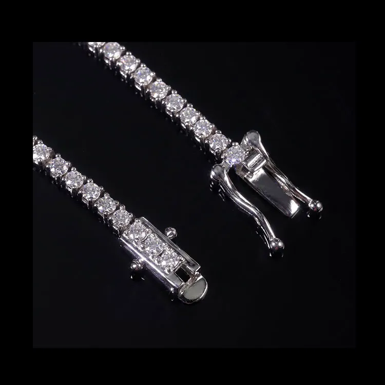 Sterg Sier Moissanit Kette Bracelet Fein Bijouen GRA Zertifikat VVS VS Dia Halskette Hip Hop Stil Tenniskette_voghion.com