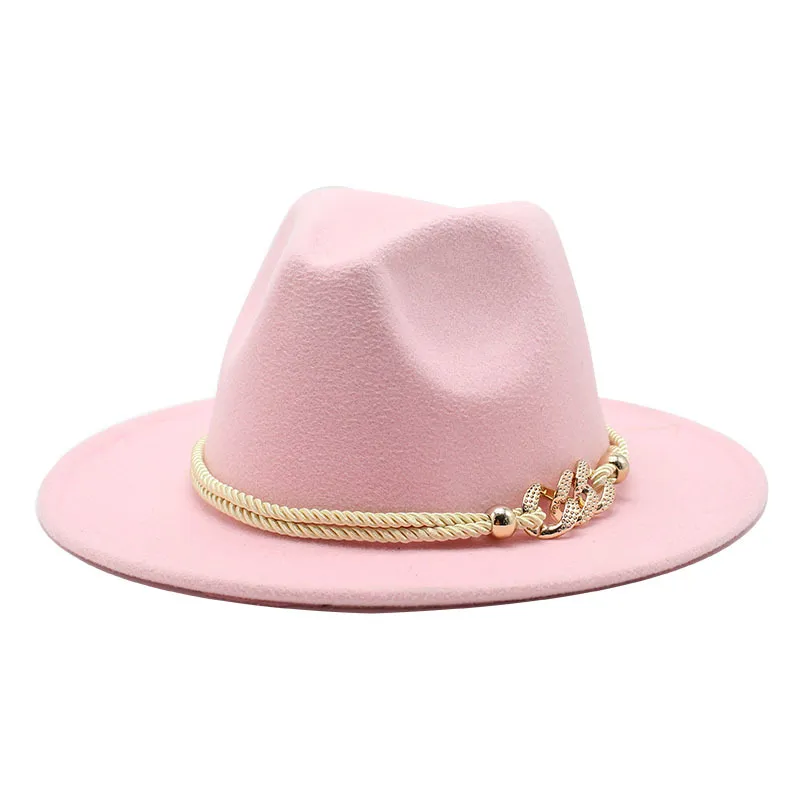 Blackwhite Wide Brim Simple Top Panama Solid Felt Fedoras Hat for Men W_voghion.com