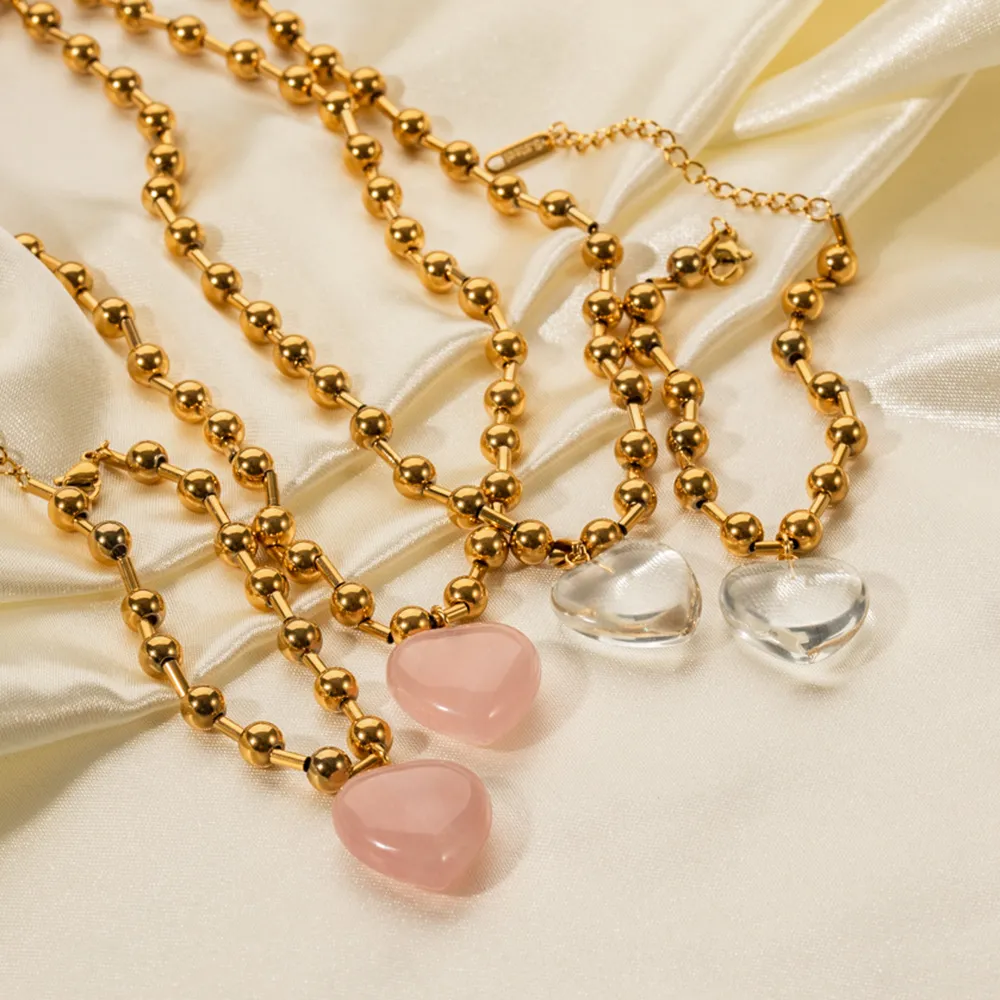Designer INS Popolare Acciaio Inossidabile Trasparente Cristallo Pendente per Donne Placcato Oro Collana Palla Banchetto Festa_voghion.com
