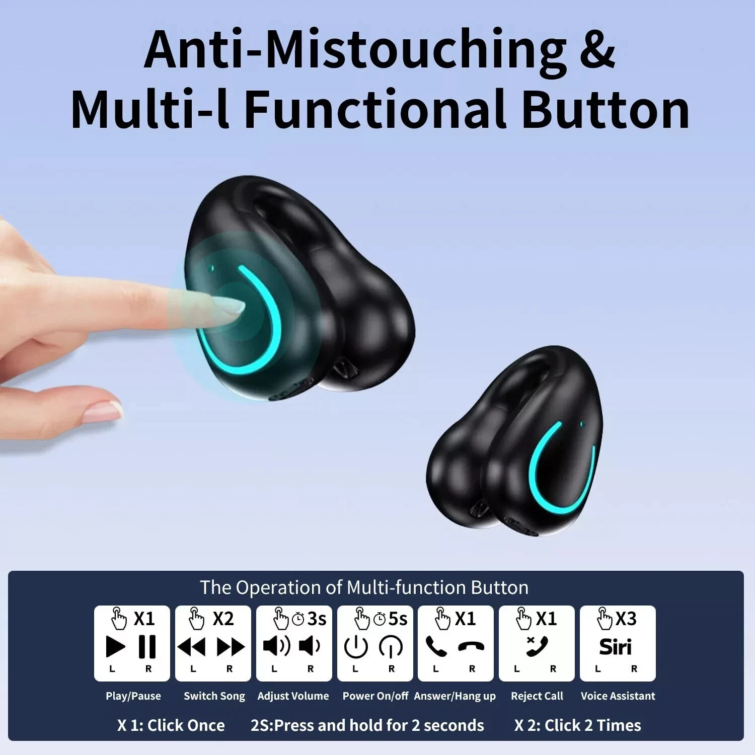 YYK-Q71 Kabellose Ohrhörer Bluetooth 5.3, Clip-on-Knochenleitung, IPX7, Schwarz_voghion.com