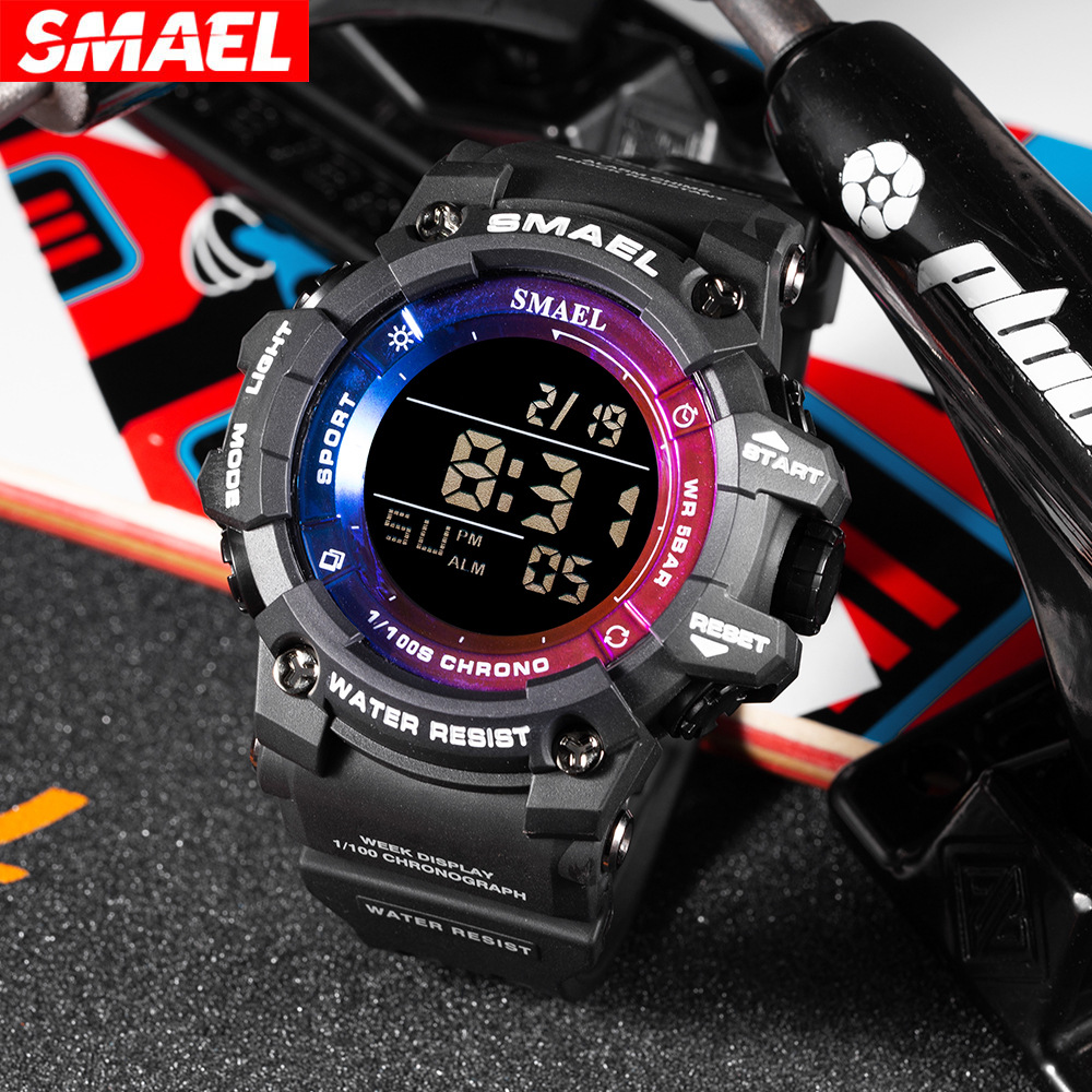 SMAEL große Zifferblattuhr Herren Sport wasserdichte digitale elektrische Uhr Student leuchtende Uhr_voghion.com