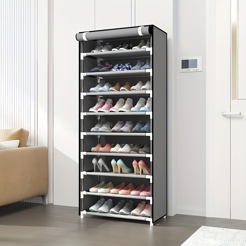 1 étagère à chaussures, armoire à chaussures anti-poussière, étagère de rangement à chaussures simple multicouche pour dortoir scolaire, facile à assembler, étagère à chaussures autoportante