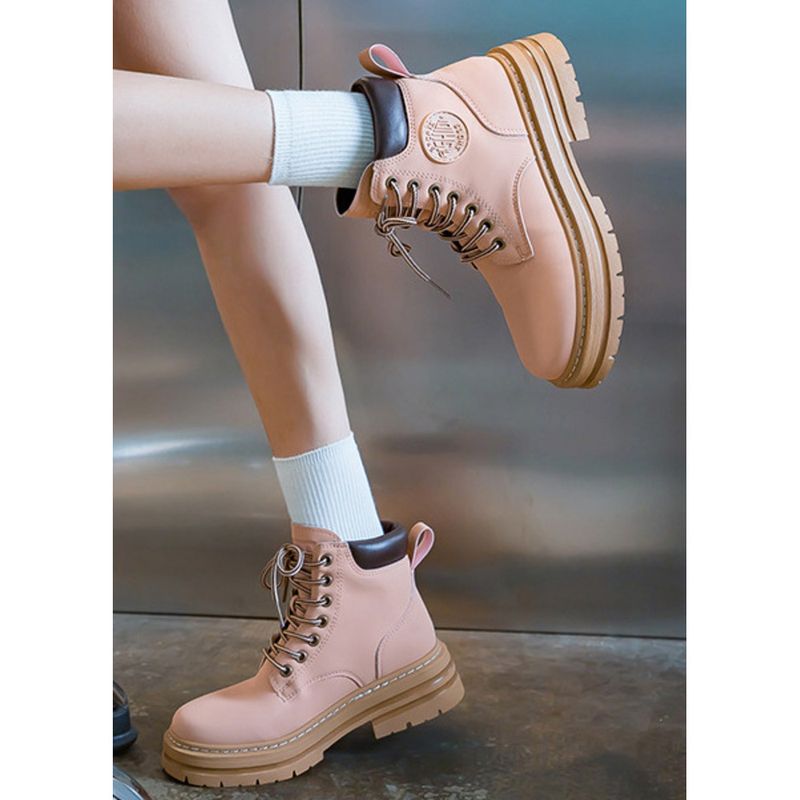 Couple Martin 2024 Automne Travail Femmes Courtes Instagram Semelle Épaisse Jaune Bottes Enfants_voghion.com