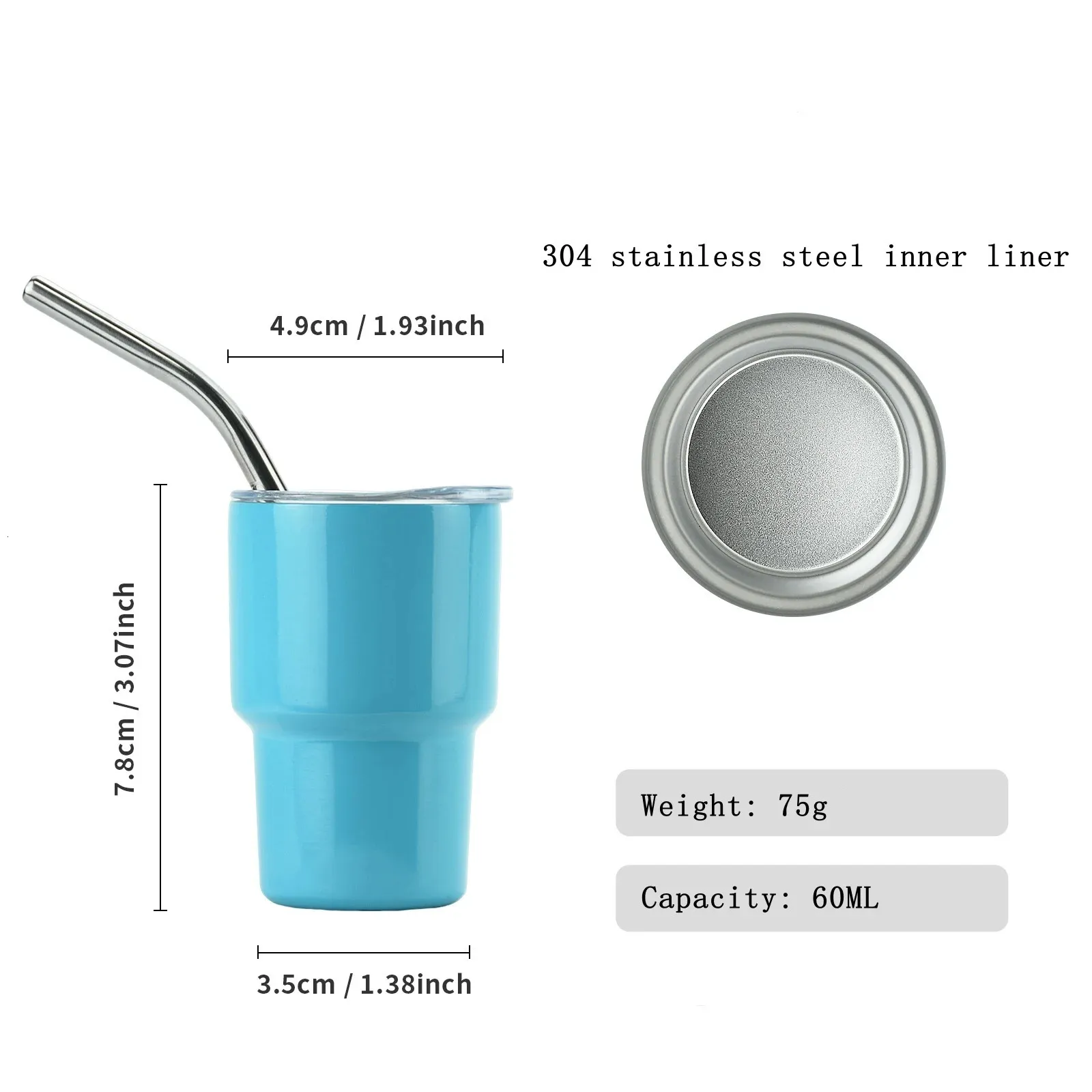 Mini-Weinbecher – 60 ml isoliert | Stahlstrohhalm | Party-Essential_voghion.com