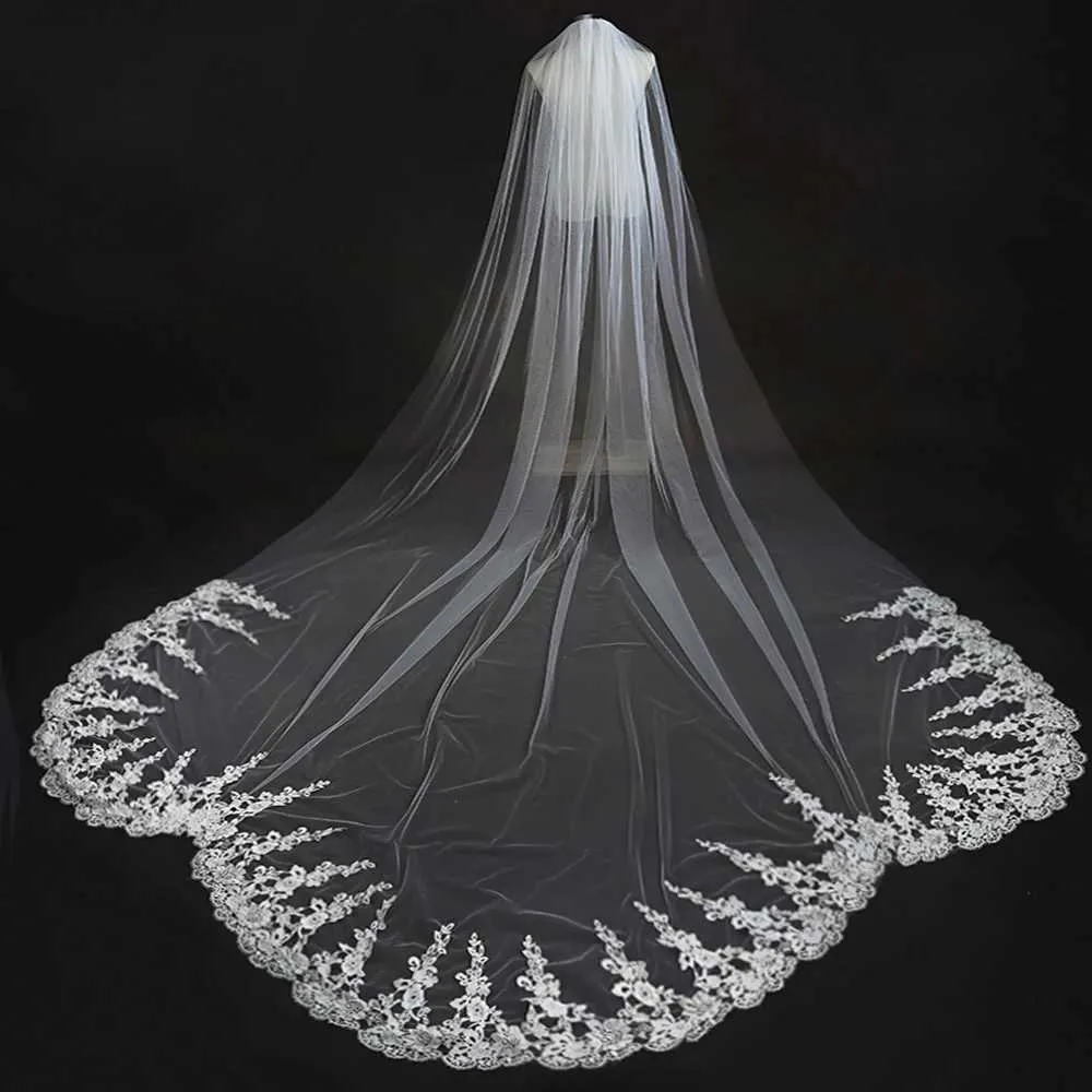 Hair Jewelry With Comb Veils Extra Long Wedding Cathedral Mantilla Bridal Veil VP80_voghion.com