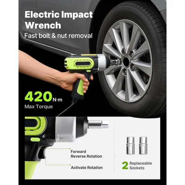 Electric Hydraulic Car Jack With Impact Wrench And Led Light_voghion.com
