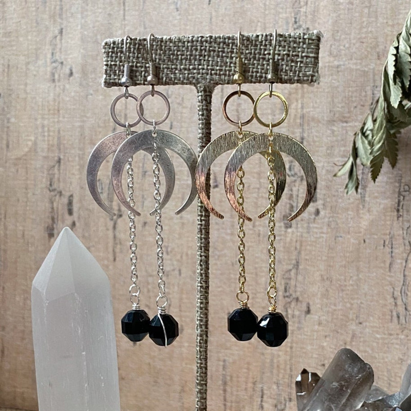 Orecchini Agata + Orecchini pendenti a mezzaluna placcati in argento o oro_voghion.com
