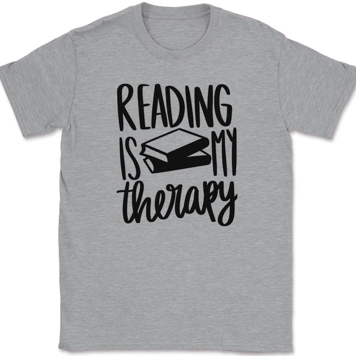 Reading Is My Therapy T-shirt Funny Book Novelty Graphic Tee_voghion.com