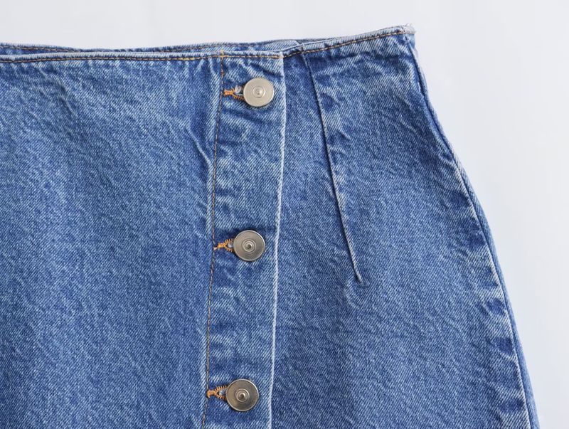 Damenbekleidung Ärmellose Weste hoch taillierter Brustrock Denim zweiteiliger Anzug_voghion.com