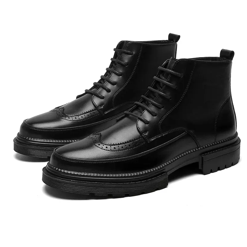Scarpe da lavoro con plateau in stile britannico, stivali da uomo brogue, taglia 38-44 2024_voghion.com