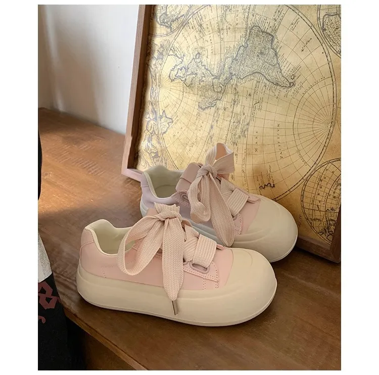 Thick Soled Canvas Shoes For Women White Low Top Trainer Sneakers_voghion.com