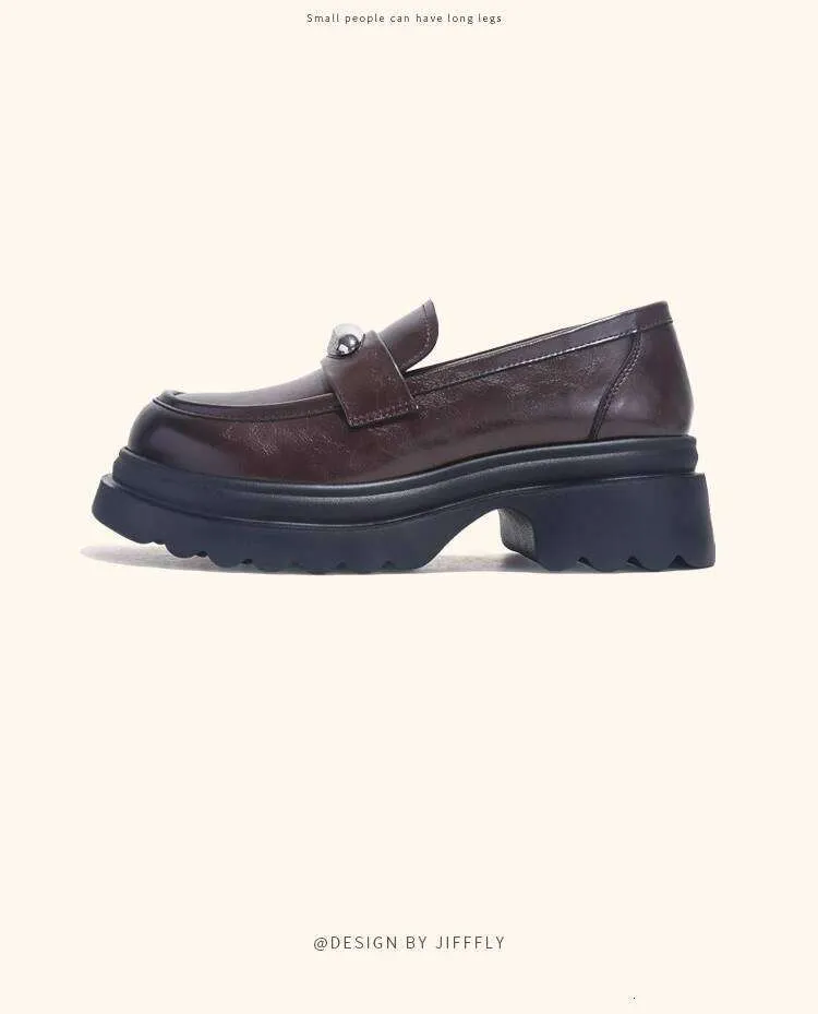 Jifffly Women's Single 2025 New Summer Versatile British Style Slip-On Black Leather Shoes Thick Loafers_voghion.com