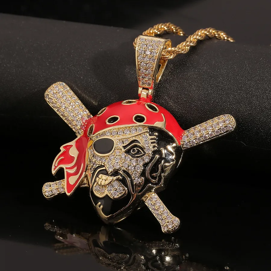 Smiley Face Pendant Necklace With Diamond Micro Inlay For Unisex_voghion.com
