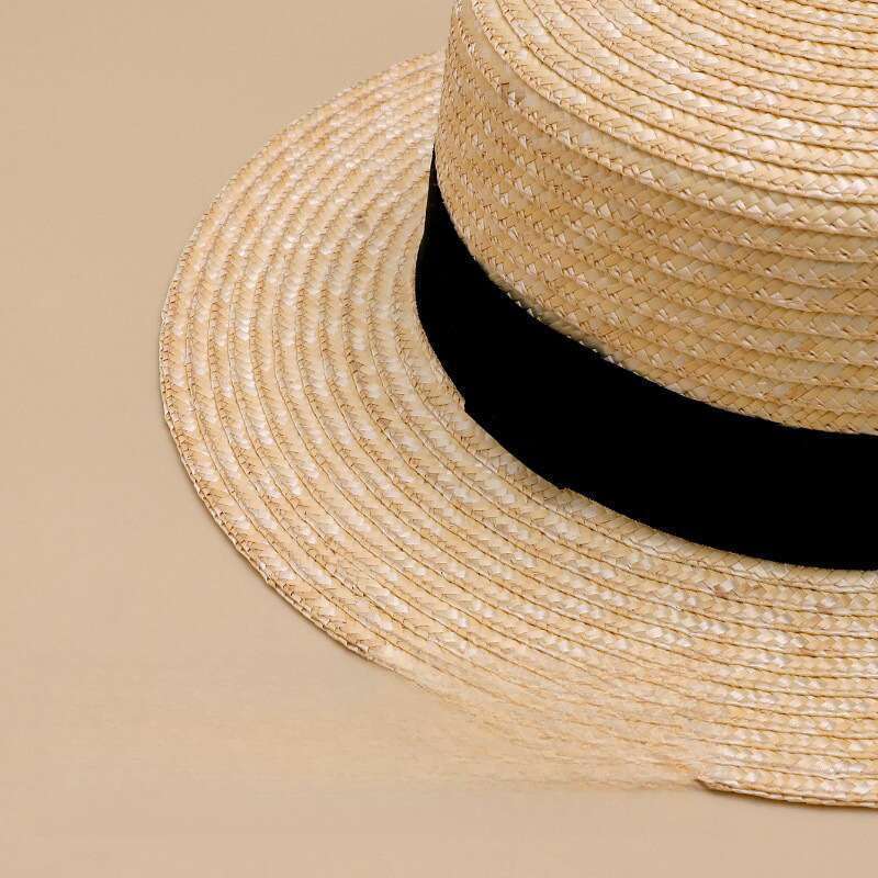 Straw Women's Hat, Flat Straw Hat, Summer Vacation, Beach Knit Hat_voghion.com