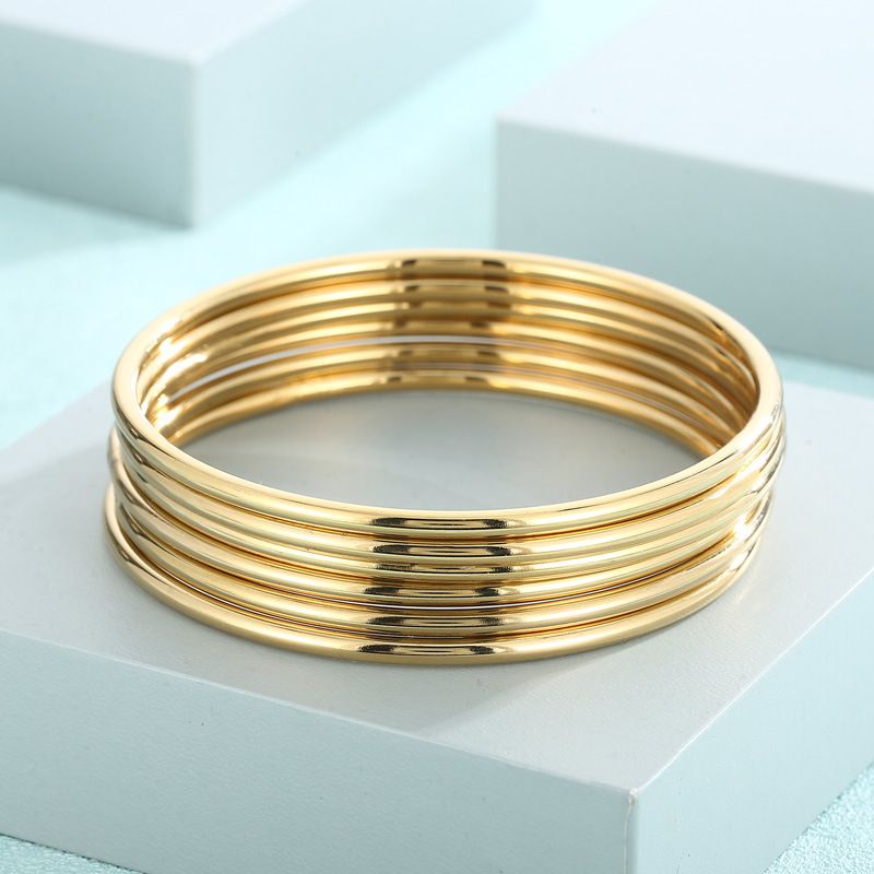 Modeschmuck Temperamt Beliebte Multi Layer Stacking Coil Vergoldet 3mm Plain Ring Titan Stahl Armband Für_voghion.com