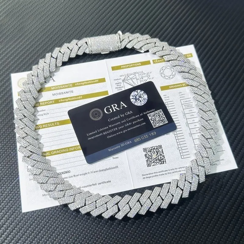 Miami Cuban Link Chain Necklace Designer for Men 3 Row Bling Moissanite Diamond 20MM Wide Choker Iced Out Chains_voghion.com
