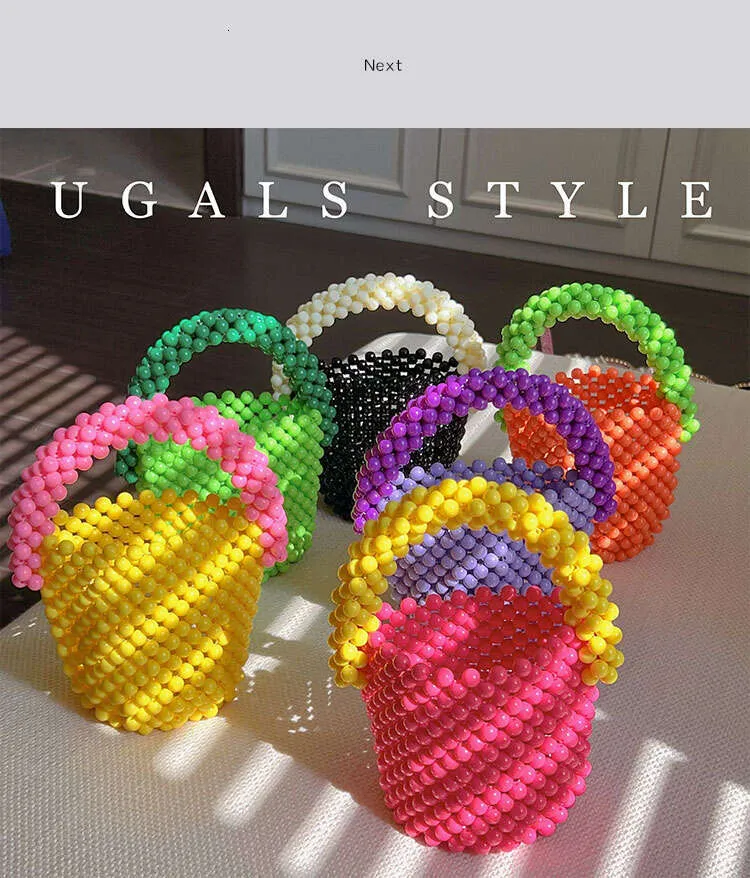 Mini Beaded Shoulder Bag For Women, Handmade Candy Colour Handbag_voghion.com