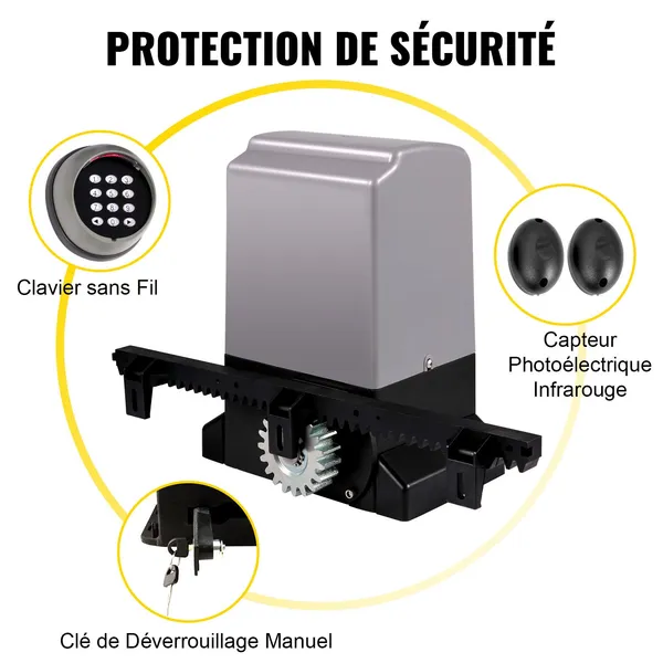 Sliding Gate Opener, 1800 KG 7 M, Automatic Sliding Gate With 4 Remote Controllers & APP Control, Electric Rolling_voghion.com