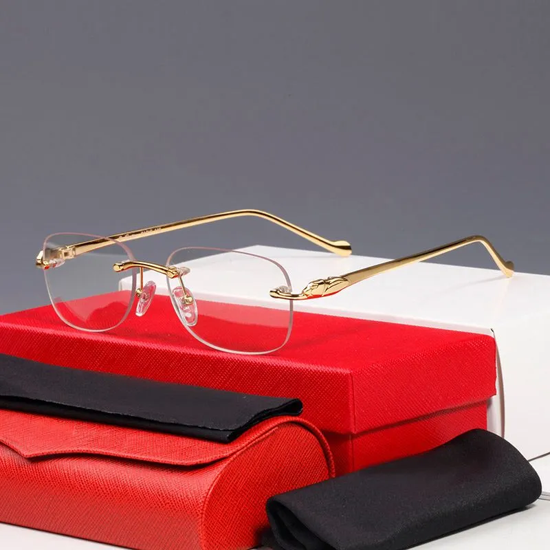 Mens Designer Glasses Signature Sunglasses Cheetah Classic Rectangle Metal Series Vivid And Panther Fashion Eyewear Gold_voghion.com