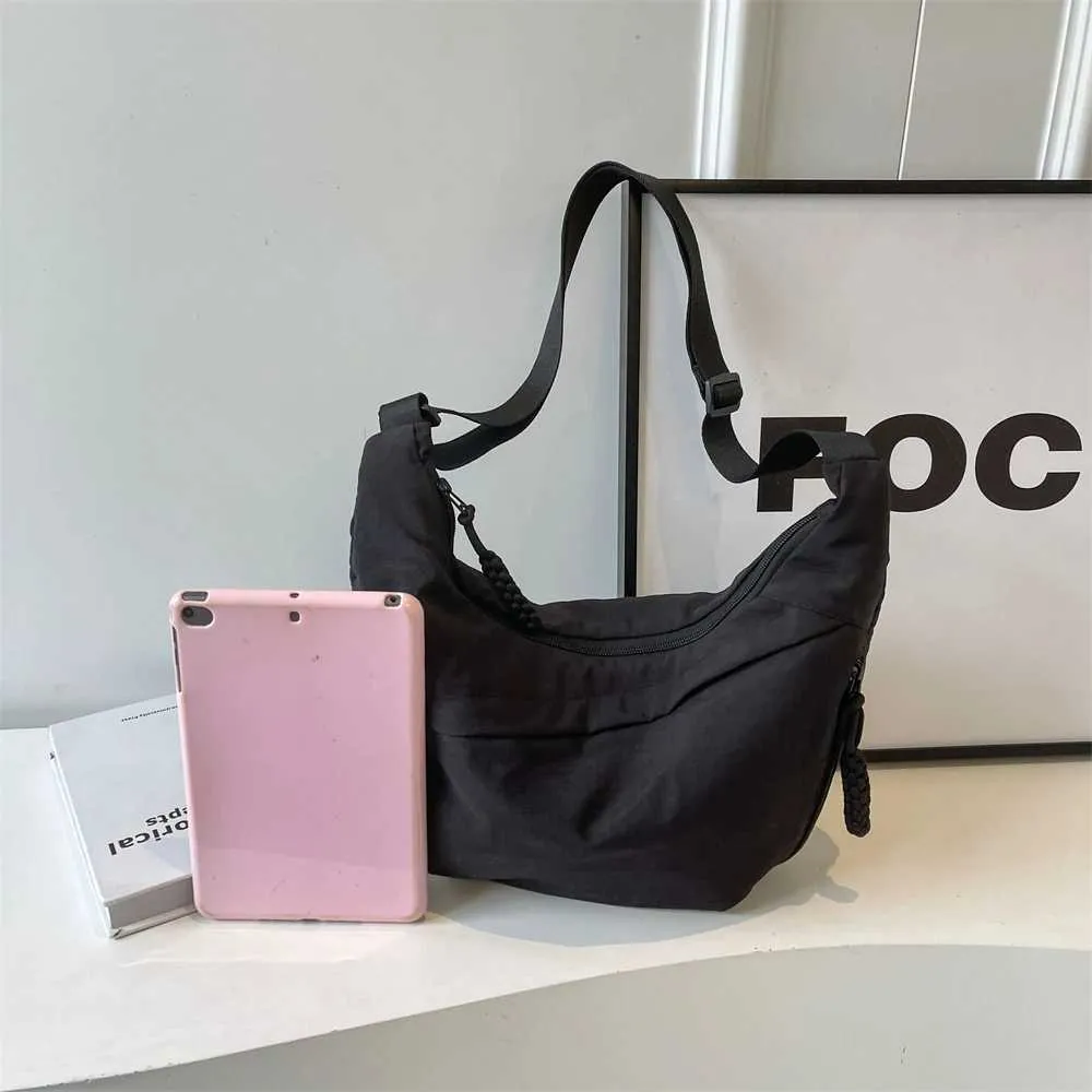 Borsa a tracolla casual da donna in tessuto di nylon, multi tasche, grande capacità, borsa a tracolla, hobo, 2024, estate, ultima moda_voghion.com