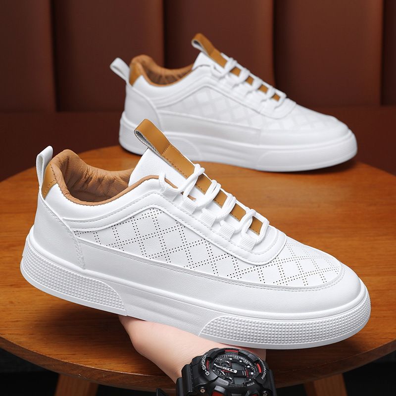 Scarpe da uomo coreane versatili, sportive, casual, alla moda, nuove, traspiranti, sottili, bianche, estive, 2024_voghion.com