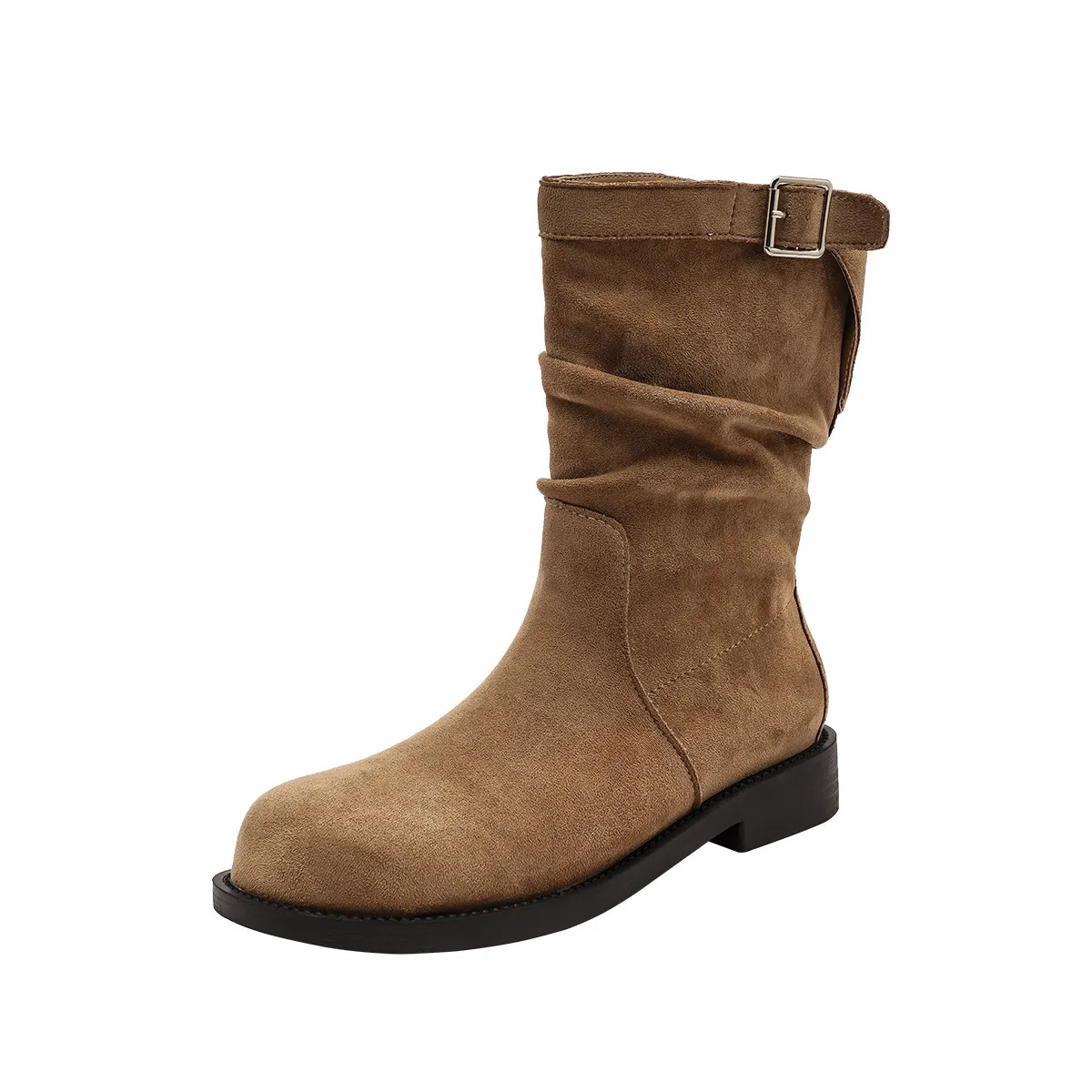 Women's Boots:Fashion Simple Style Design Sense Round Toe Martin Boots Thick Sole Retro Increase Height_voghion.com