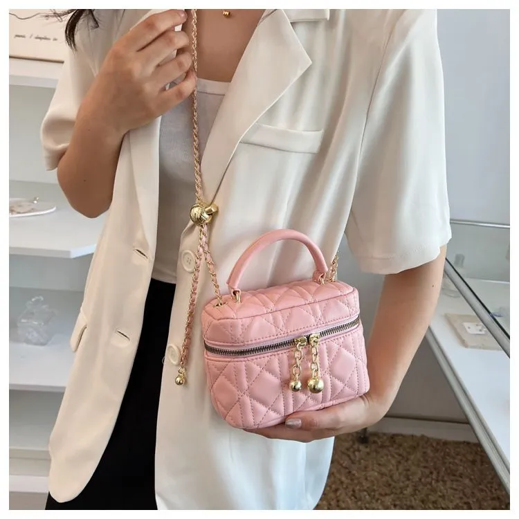 Borse firmate da donna in saldo - Borsa a tracolla con patta quadrata e tracolla a catena, modello Dia Grid_voghion.com