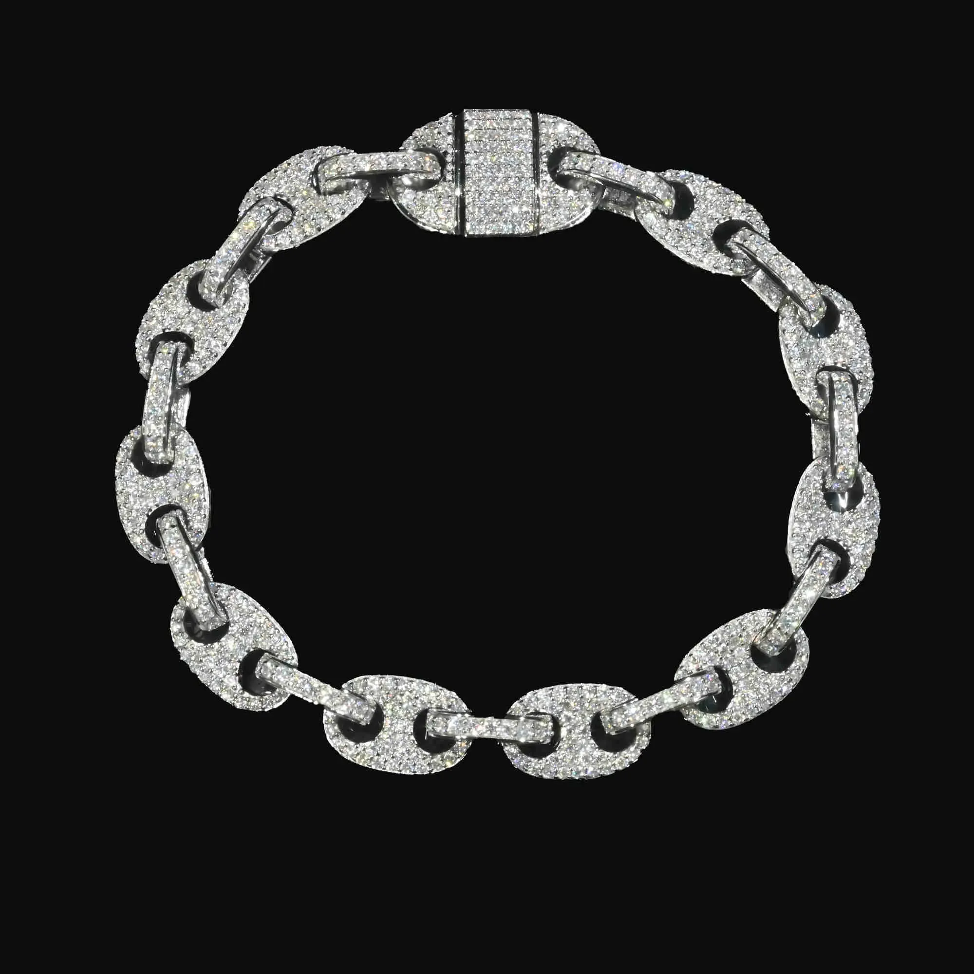 Pass Diamond Tester VVS Ice Out Moissanite kohvioad Kuuba lüliga kett 8mm käevõru Sier peened ehted meestele ja naistele_voghion.com