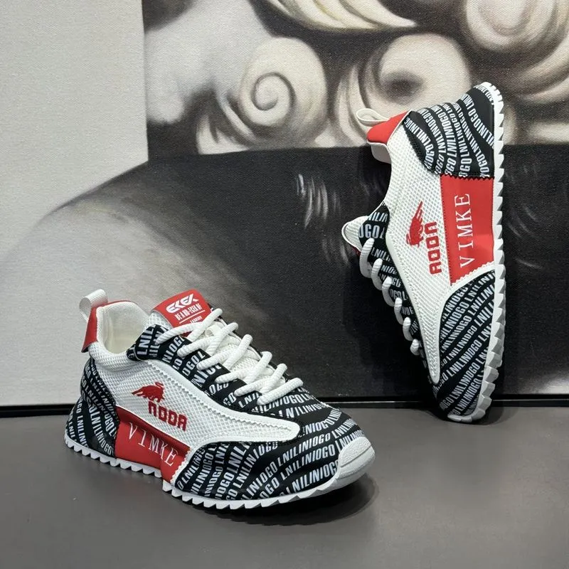 Men Handsome Good-looking Sneakers New Mesh Breathable Athleisure Versatile Shoes Red Free Shipping_voghion.com