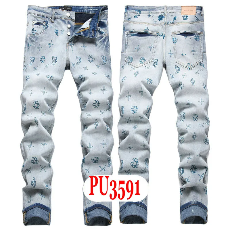 New JEANS Chino Pants Pant Men's Trousers Stretch Close-fitting Slacks Washed Straight Skinny Embroidery Patchwork_mkmklike.com