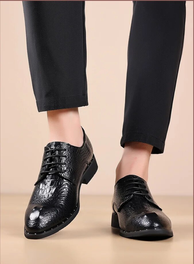 New Four Seasons Business Dress Lace up Casual Versatile Wear resistant Leather Wedding Men's Shoes_voghion.com