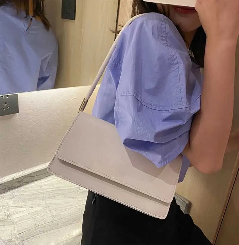 Yeni Moda Kadın Omuz Çantaları Basit Düz Renk Koltuk Altı El Çantası El Çantası El Çantası ClutchC241104_voghion.com
