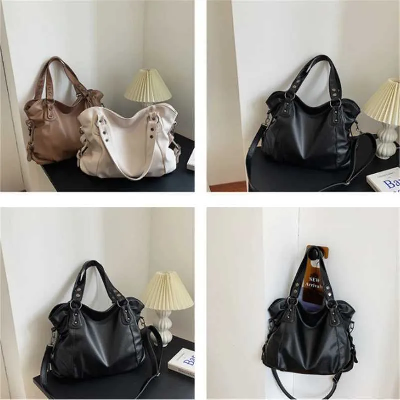 Designer-Tasche, große Kapazität, schwarze Schultertasche, geeignet für Frauen, große Einkaufstasche, einfarbig, weiches Leder, Umhängetasche_voghion.com