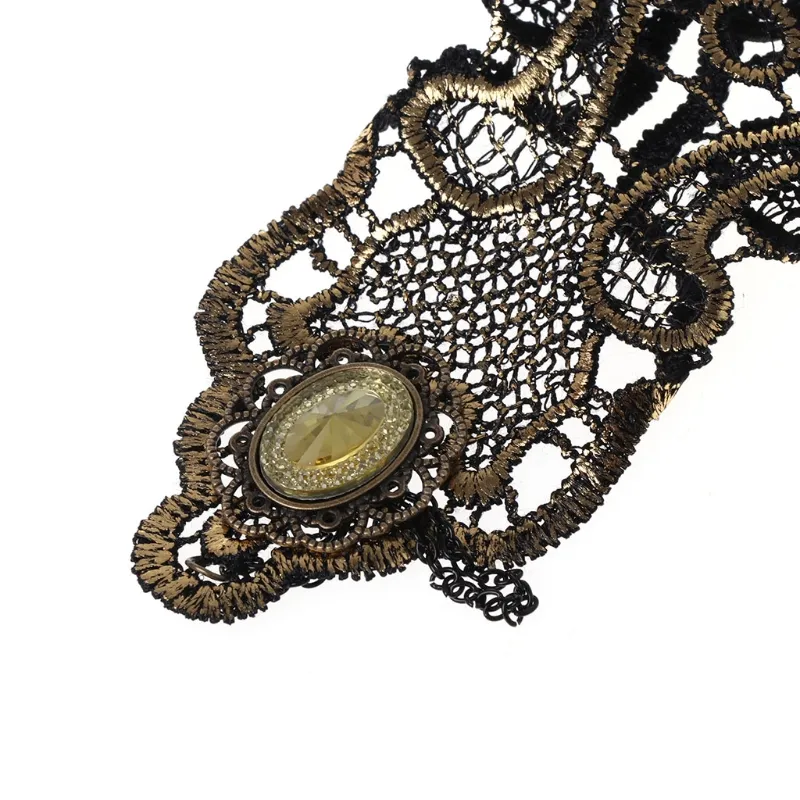 Fashion-Golden Women Hollow Out Fingerless Lady Long Lace Gloves_voghion.com