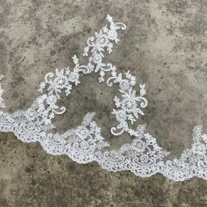 Hir Jewelry White/Ivory 3M Cthedrl Length Lce Edge Bridl Hed With Comb Long Wedding Veil Accessories velos de_voghion.com