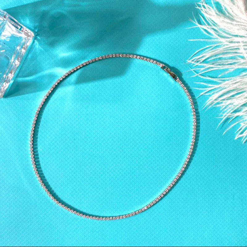 2mm 3A CZ zirkoon bling armband ketting voor dames meisjes klassieke designer tennis korte ketting choker love four armbanden_voghion.com