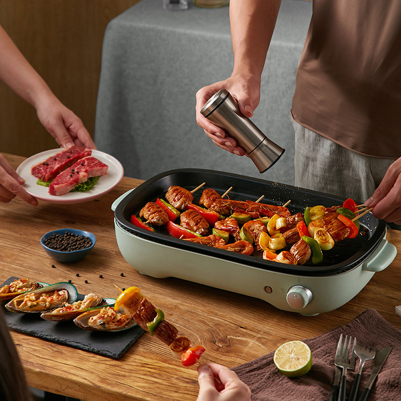 Elettrodomestici per la casa, grill elettrico, barbecue per carne, teglia per dolci, pentola calda, multicooker e 3 piastre rimovibili, 220 V_voghion.com