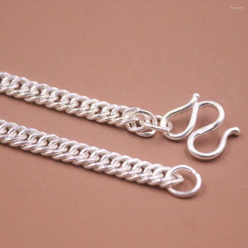 Kedjor Äkta 999 Fin Sier 6mm Curb Link Chain Halsband 19.7" M-Clasp Ren Sier999_voghion.com