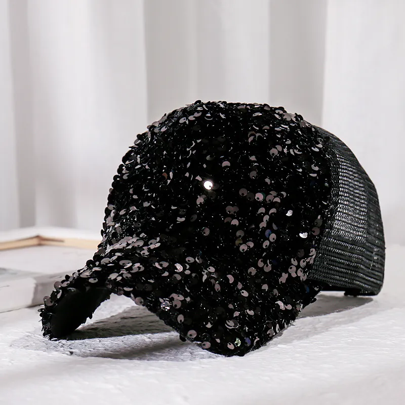 Ball Caps Adult Sequined Baseball Cap For Women And Men Kpop Shiny Peaked Summer Autumn Mesh Adjustable Outdoor Travel_voghion.com