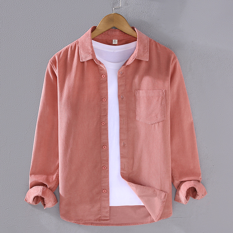 Frühling und Herbst Reine Baumwolle Cord Langarm Hemd Männer Gestreiften Samt Hemd Jugend Freizeit Lose Herren Mantel Langarm Top_voghion.com