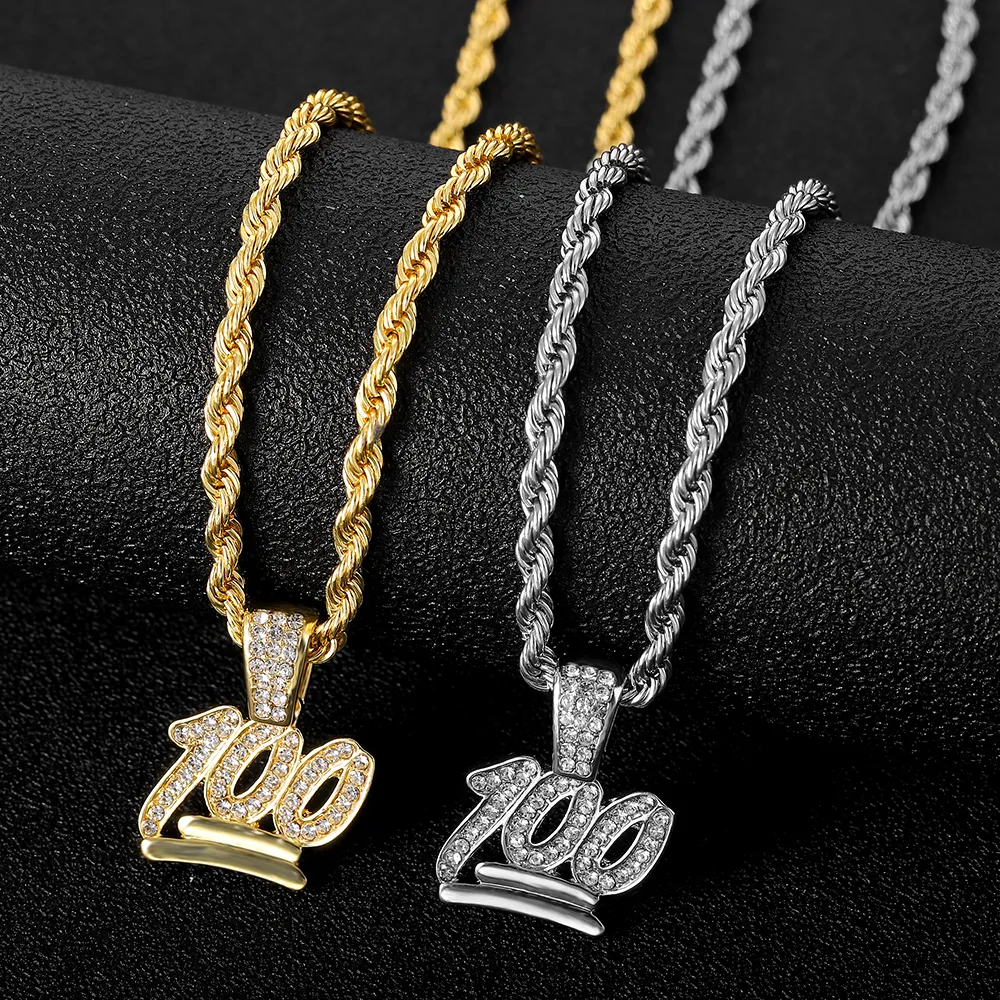 Hängsmycken Halsband Hiphop 100 Poängs Repkedja För Iced Out Strass Smycken Män Kvinnor Daglig Dekoration_voghion.com